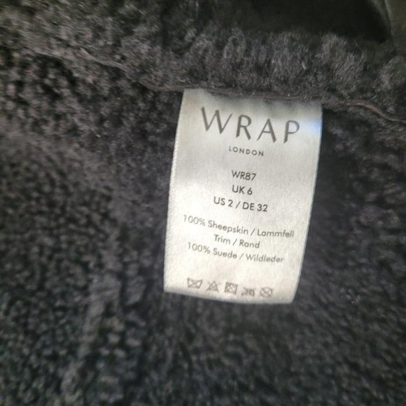 WRAP LONDON Suede and Leather Sheepskin Shearling Leah Jacket XS - Picture 6 of 12